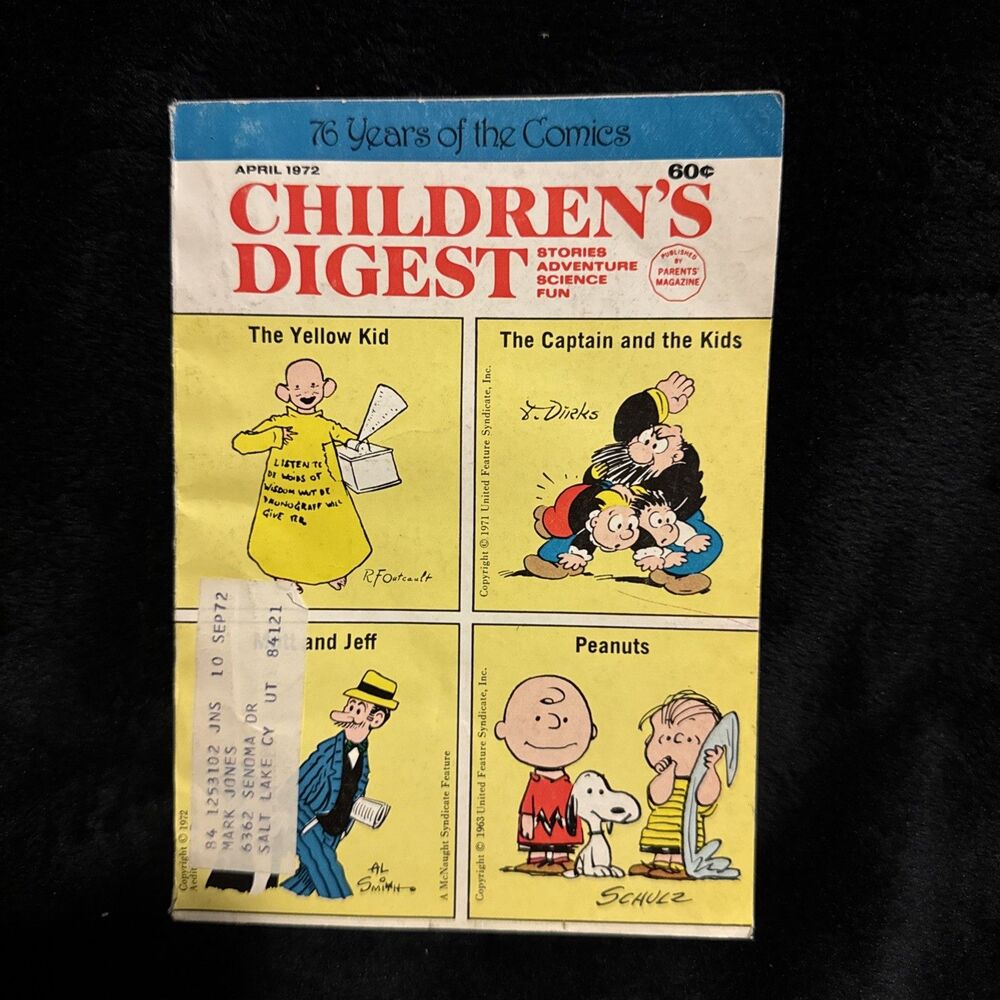 Vintage April 1972 Children's Digest Stories Magazine Peanuts